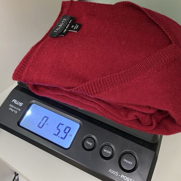 Talbots Merino Wool Sweater Womens Medium Red Pullover V Neck Preppy Minimalist - Picture 8 of 8